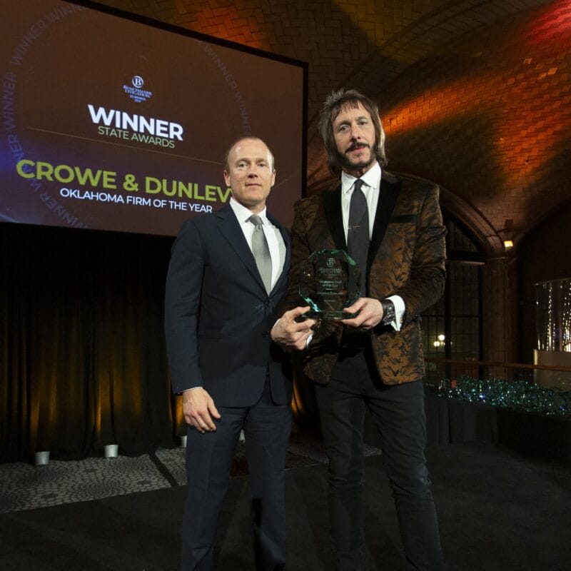 Media item displaying Benchmark Litigation Names Crowe & Dunlevy 2024 “Firm of the Year”