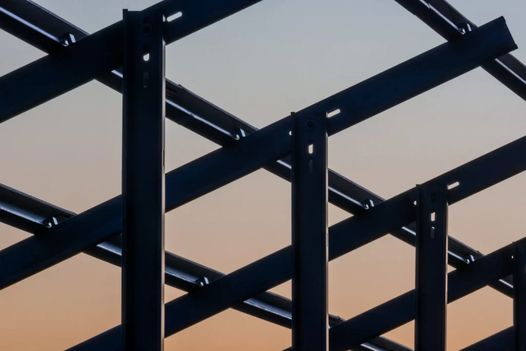 Metal Structure in the Sunset Photo for Construction Service