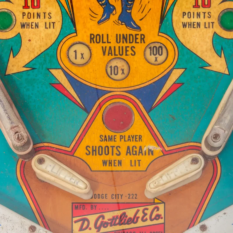 Close up of a weathered vintage pinball machine photo for Intellectual Property Service